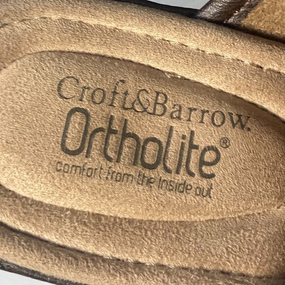 Croft & Barrow SZ 8.5 W Brown Faux Leather Clogs Othrolite Comfort Non-slip work - Picture 7 of 8